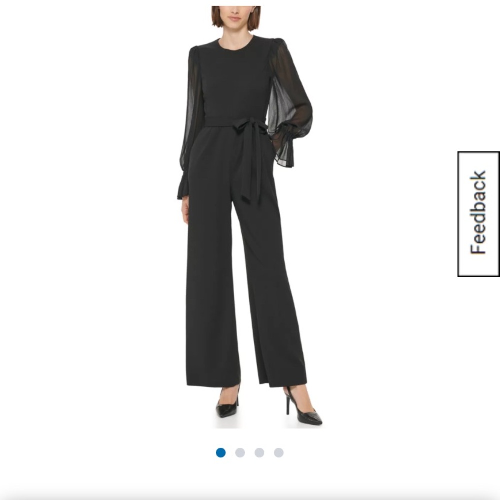 Elegant Black Jumpsuit with Sheer Sleeves